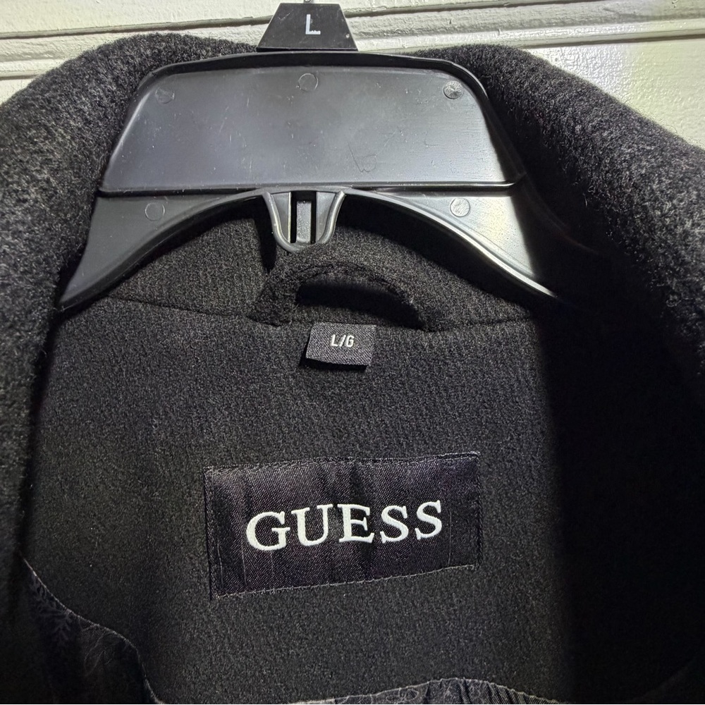 Guess Black Pea coat fit and flare with Silver buttons and zippers size large. - Picture 4 of 7